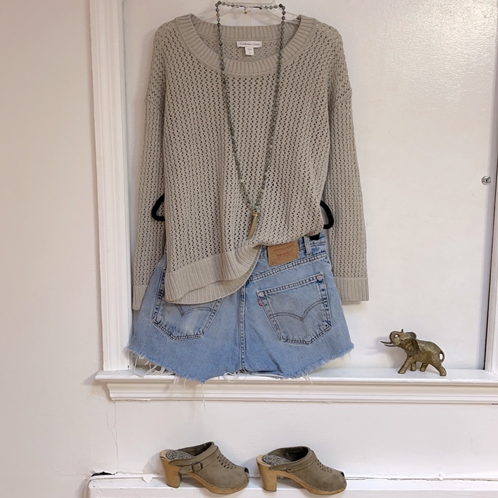Coldwater Creek Summer Sweater/ Woven Tan